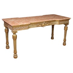 Console italienne de style Louis XVI en bois laqué du 20ème siècle avec plateau en marbre