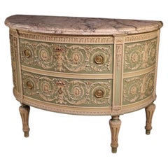 20th-Century Lacquered Wood Louis XVI-Style Bonzanigo Chest of Drawers with Marble Top, 1950
