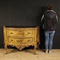 20th Century Lacquered Wood Venetian Baroque Style Commode, 1950s