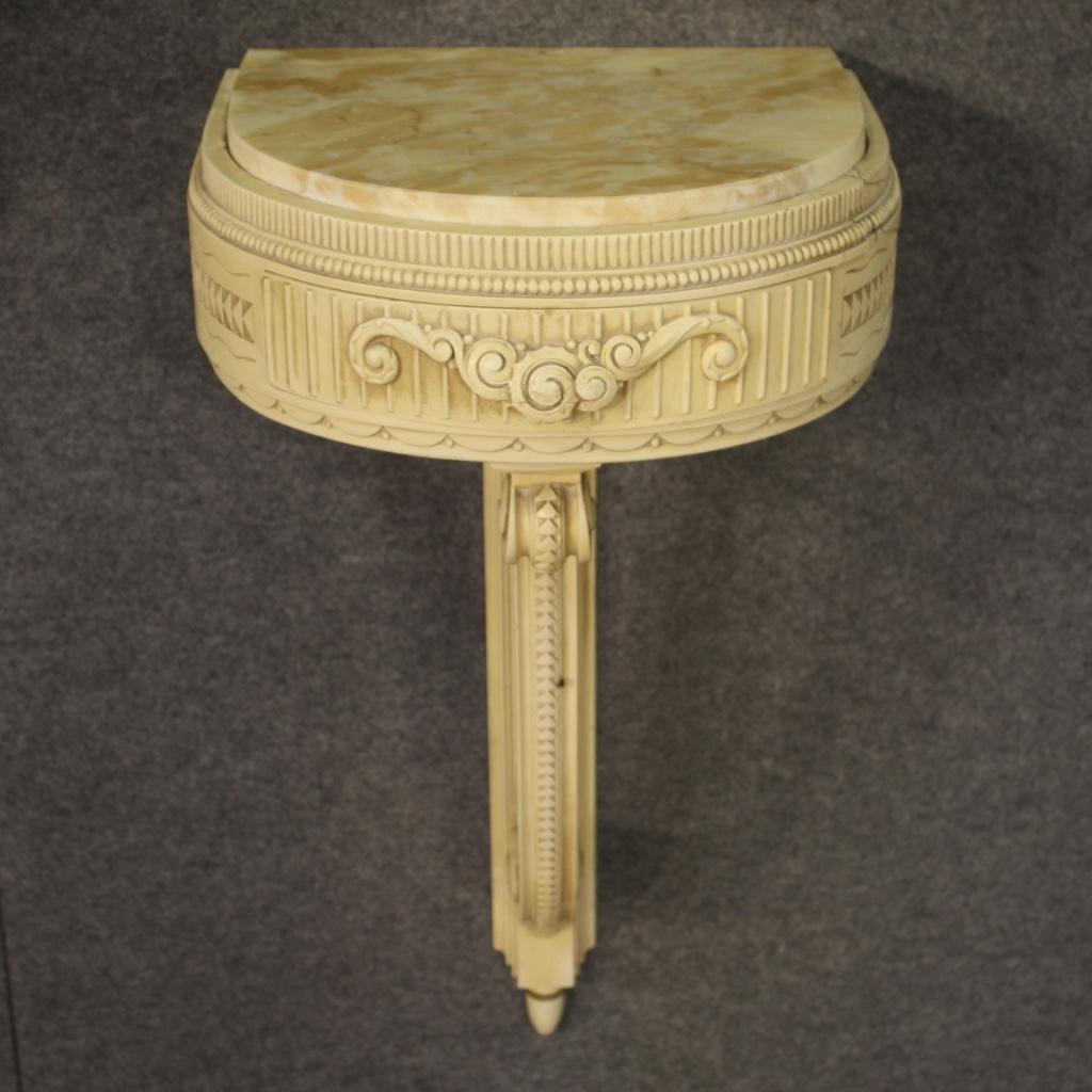 20th Century Lacquered Wood with Marble Italian Pair of Bedside Tables, 1960 In Good Condition In Vicoforte, Piedmont