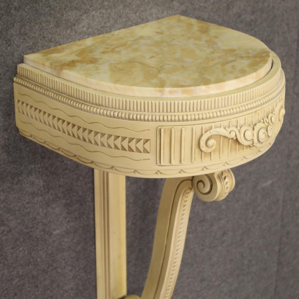 20th Century Lacquered Wood with Marble Italian Pair of Bedside Tables, 1960 4