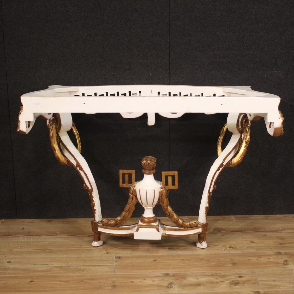 20th Century Lacquered Wood With Marble Top French Louis XV Style Console, 1980s For Sale 7