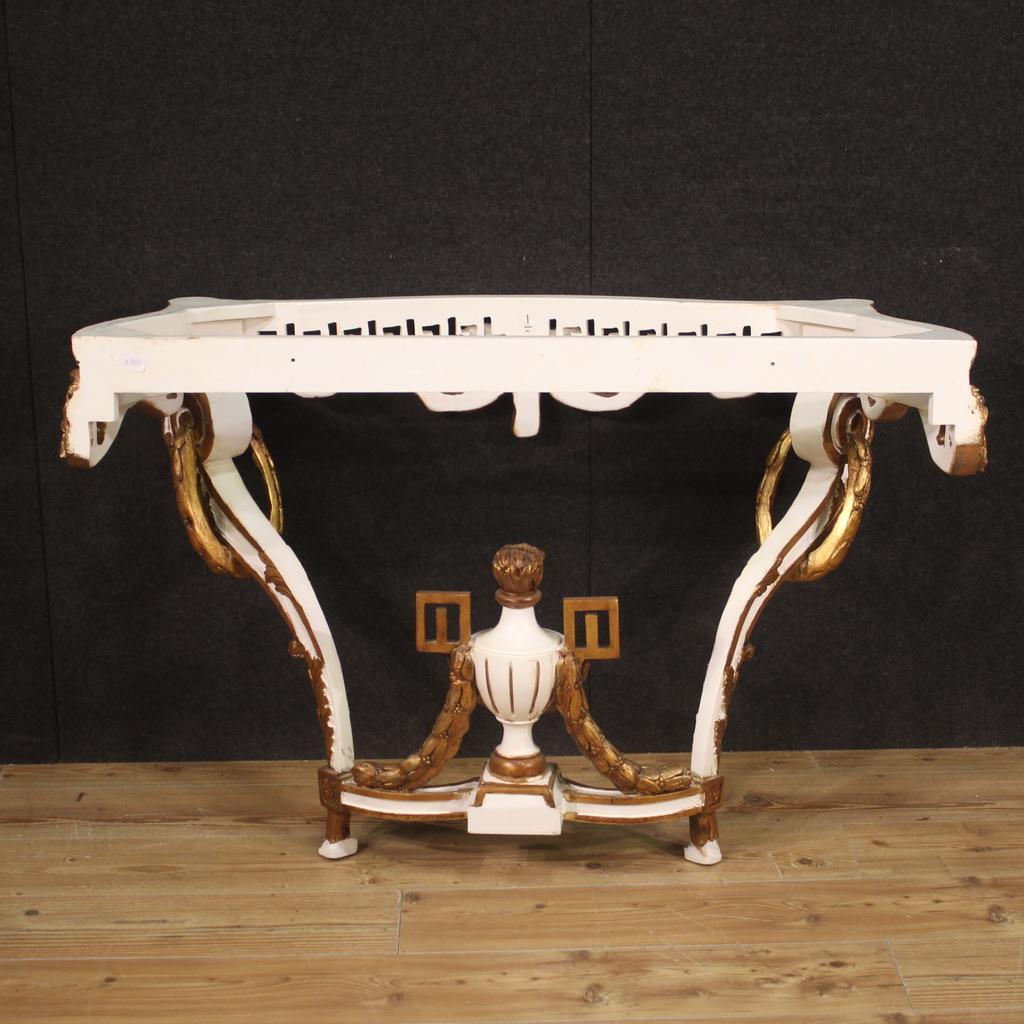 20th Century Lacquered Wood With Marble Top French Louis XV Style Console, 1980 in vendita 5