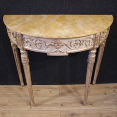20th Century Lacuered and Silvered Wood Louis XVI Style Italian Console Table