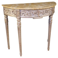 20th Century Lacuered and Silvered Wood Louis XVI Style Italian Console Table