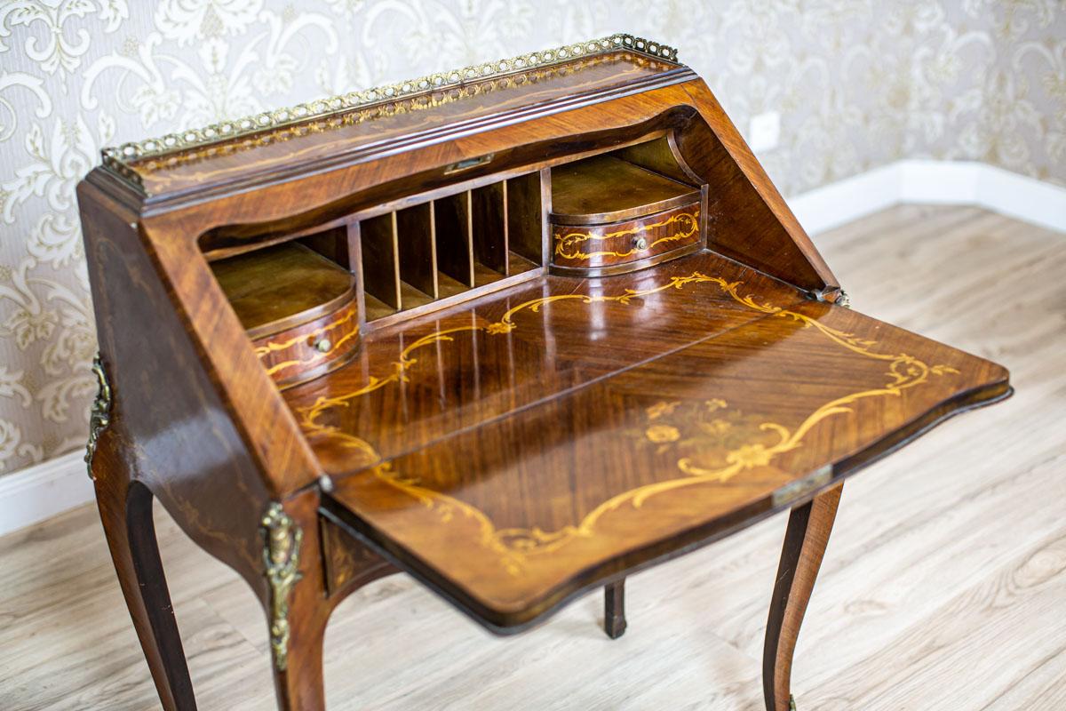 Brass 20th-Century Richy Inlaid Ladies Secretary Desk in the Louis XV Type