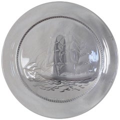 Retro 20th Century Lalique France Crystal Plate with Vassel