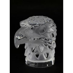 20th Century Lalique French Crystal Eagle Head Car Mascot Hood Ornament