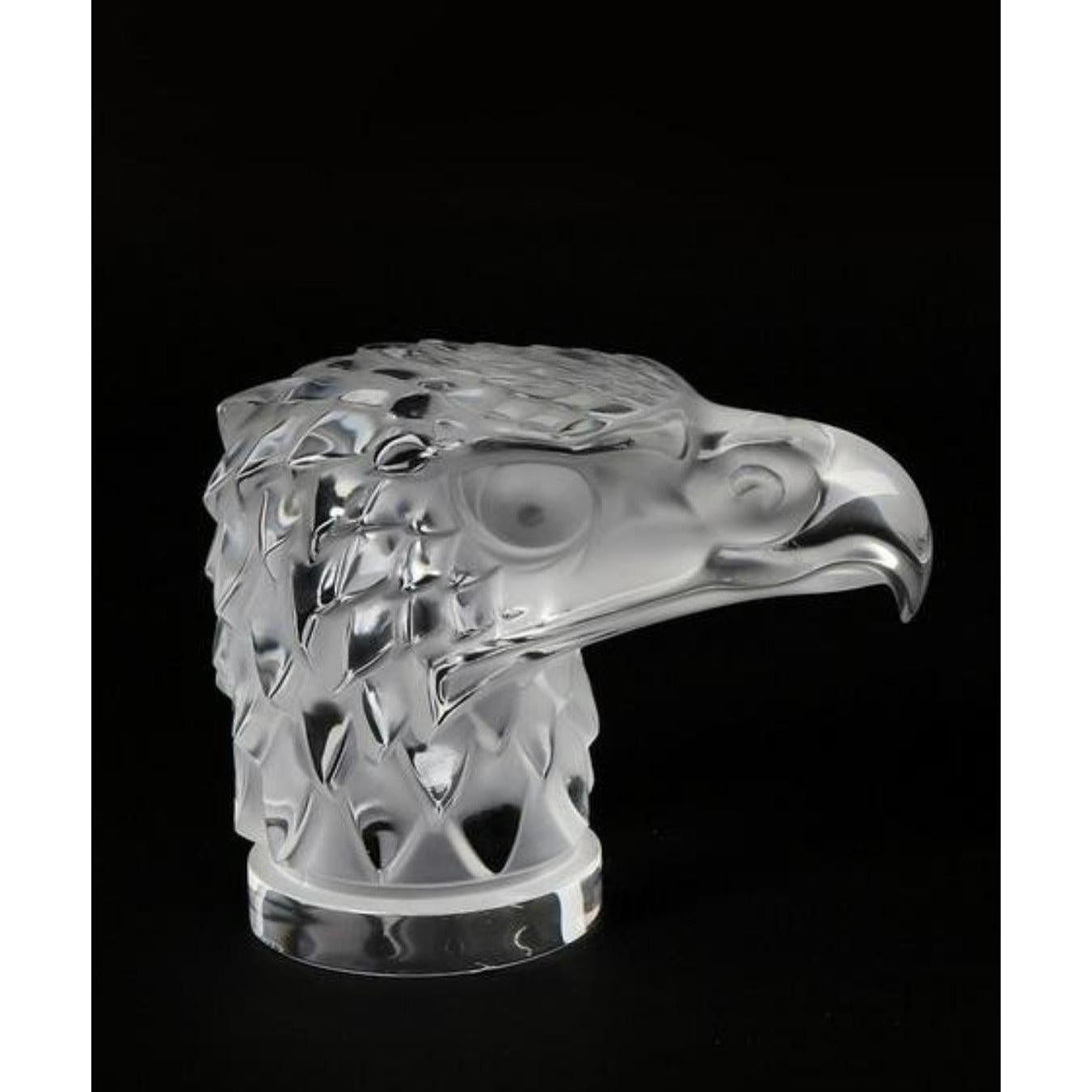 Art Deco 20th Century Lalique French Crystal Eagle Head Car Mascot Hood Ornament