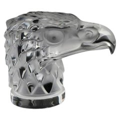 20th Century Lalique French Crystal Eagle Head Car Mascot Hood Ornament