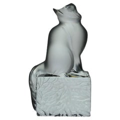 20th Century Lalique Glass Sculpture entitled "Chat Attente" by Marc Lalique