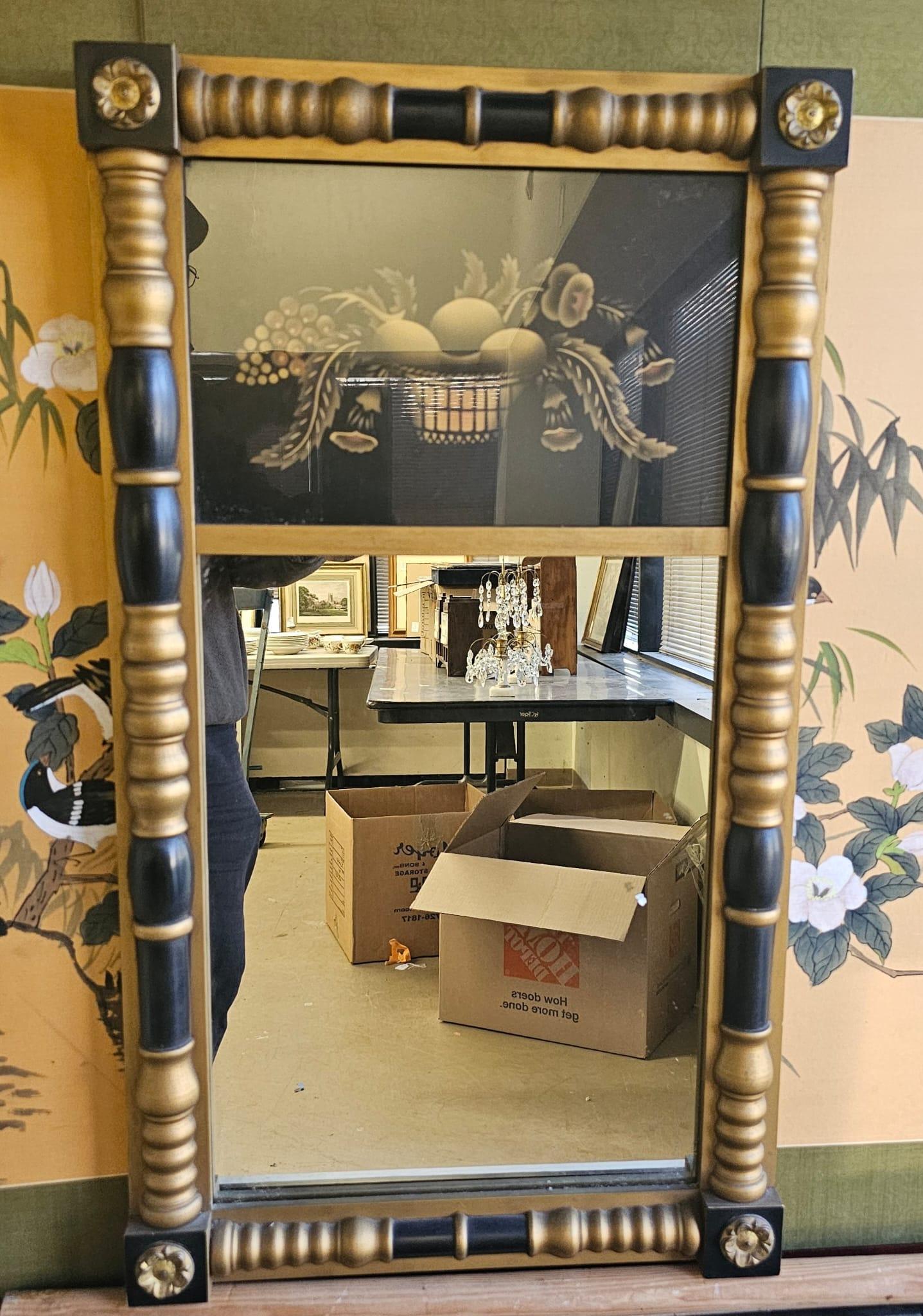 Other 20th Century Lambert Hitchcock Eglomise, Gilt and Ebonized Frame Mirror  For Sale