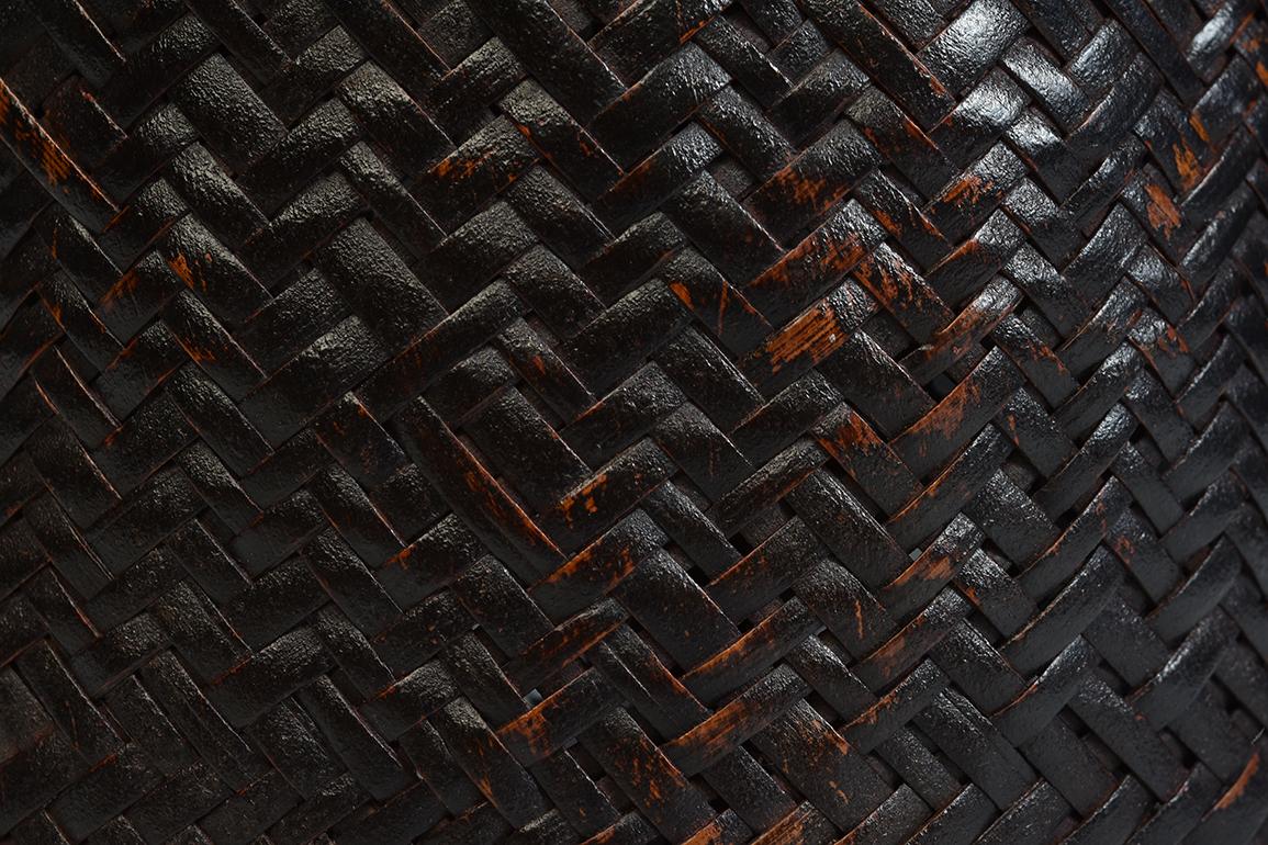 Laotian 20th Century, Laos Bamboo Basket with Cover For Sale
