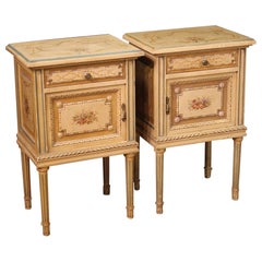 20th Century Laquared Painting Wood Italian Bedside Table, 1960s