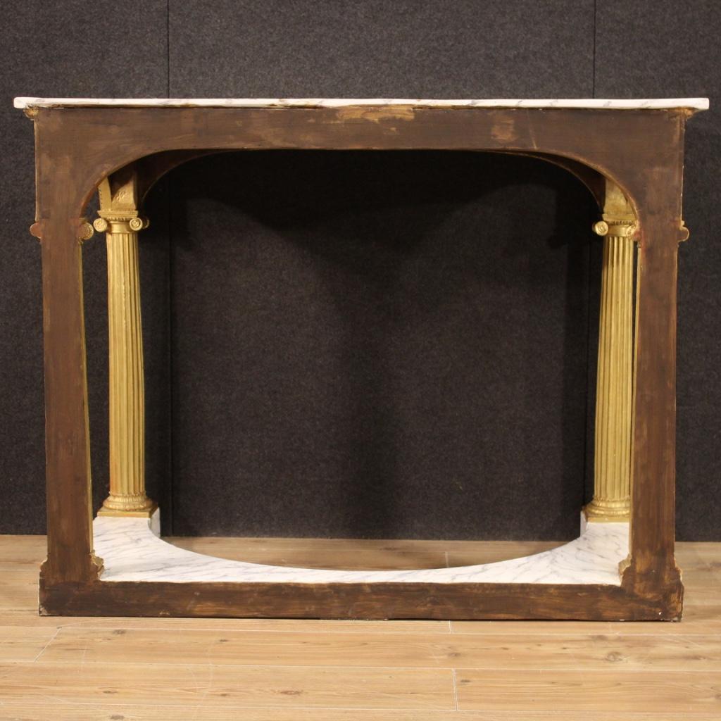 20th Century Laquered and Gilded Wood Italian Console with Faux Marble Top, 1970 In Good Condition In Vicoforte, Piedmont