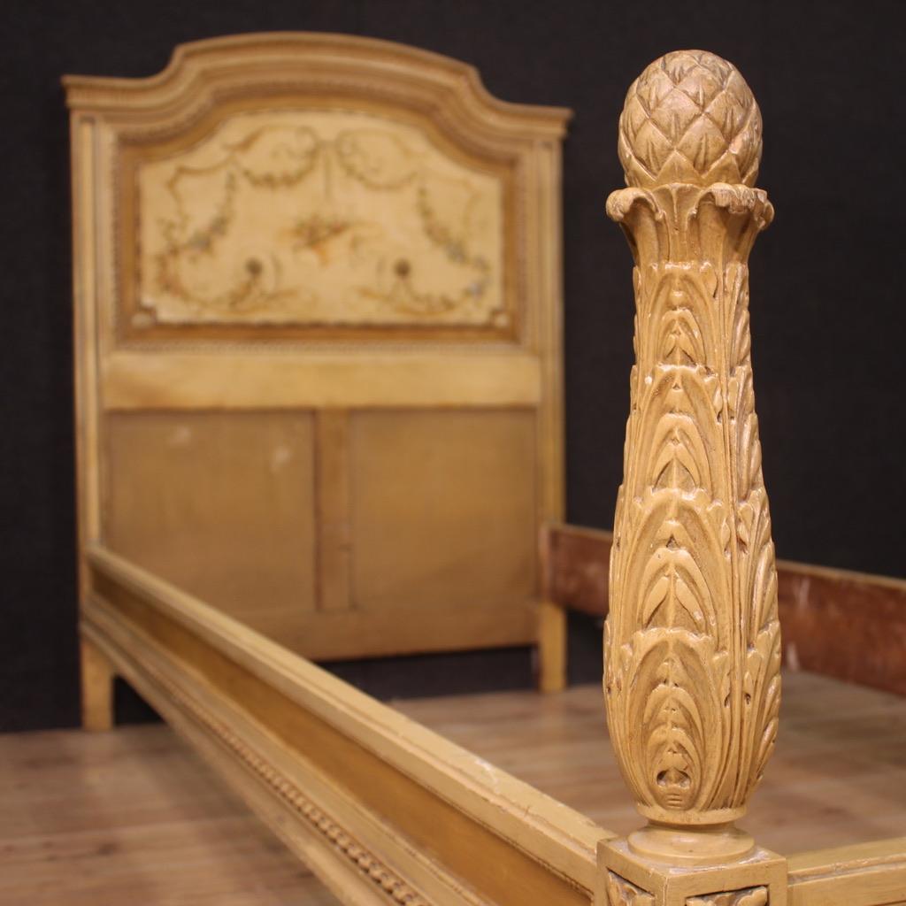 Mid-20th Century 20th Century Laquered Wood in Louis XVI style Italian Bed, 1960s For Sale