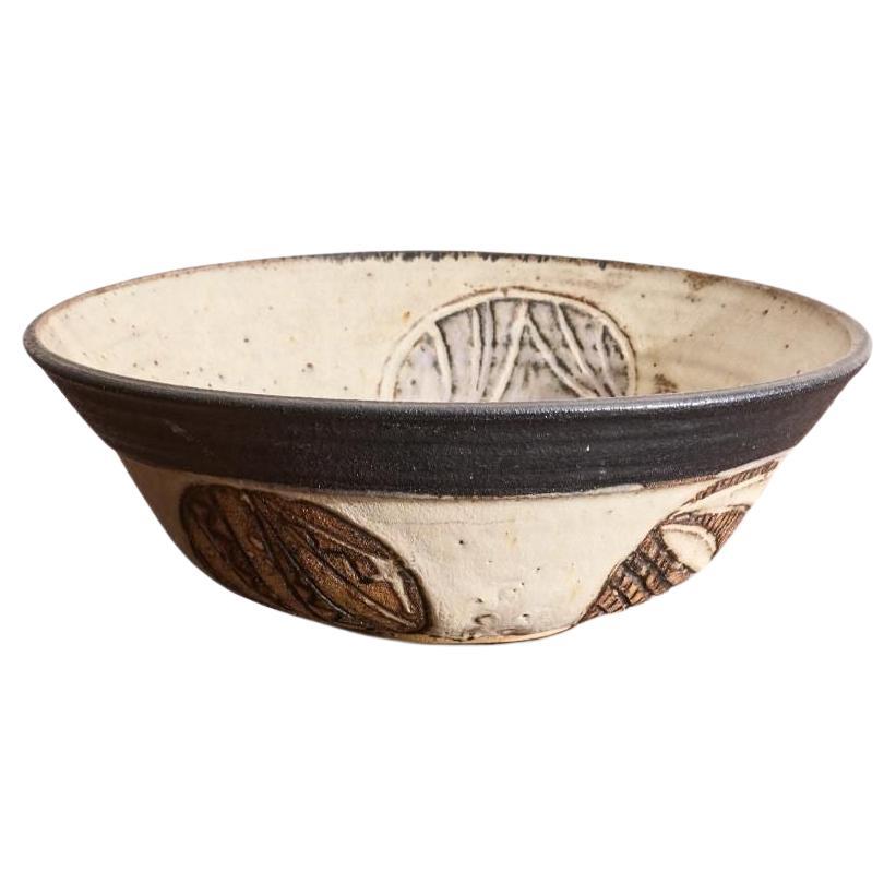 20th century large abstract patterned bowl For Sale