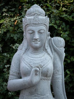 20th century Large andesite stone statue of Dewi Tara from Indonesia