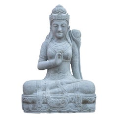 20th century Large andesite stone statue of Dewi Tara from Indonesia