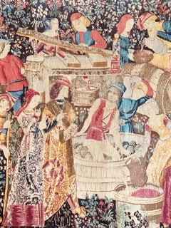 20e siècle - Grande tapisserie artisanale Artis Flora