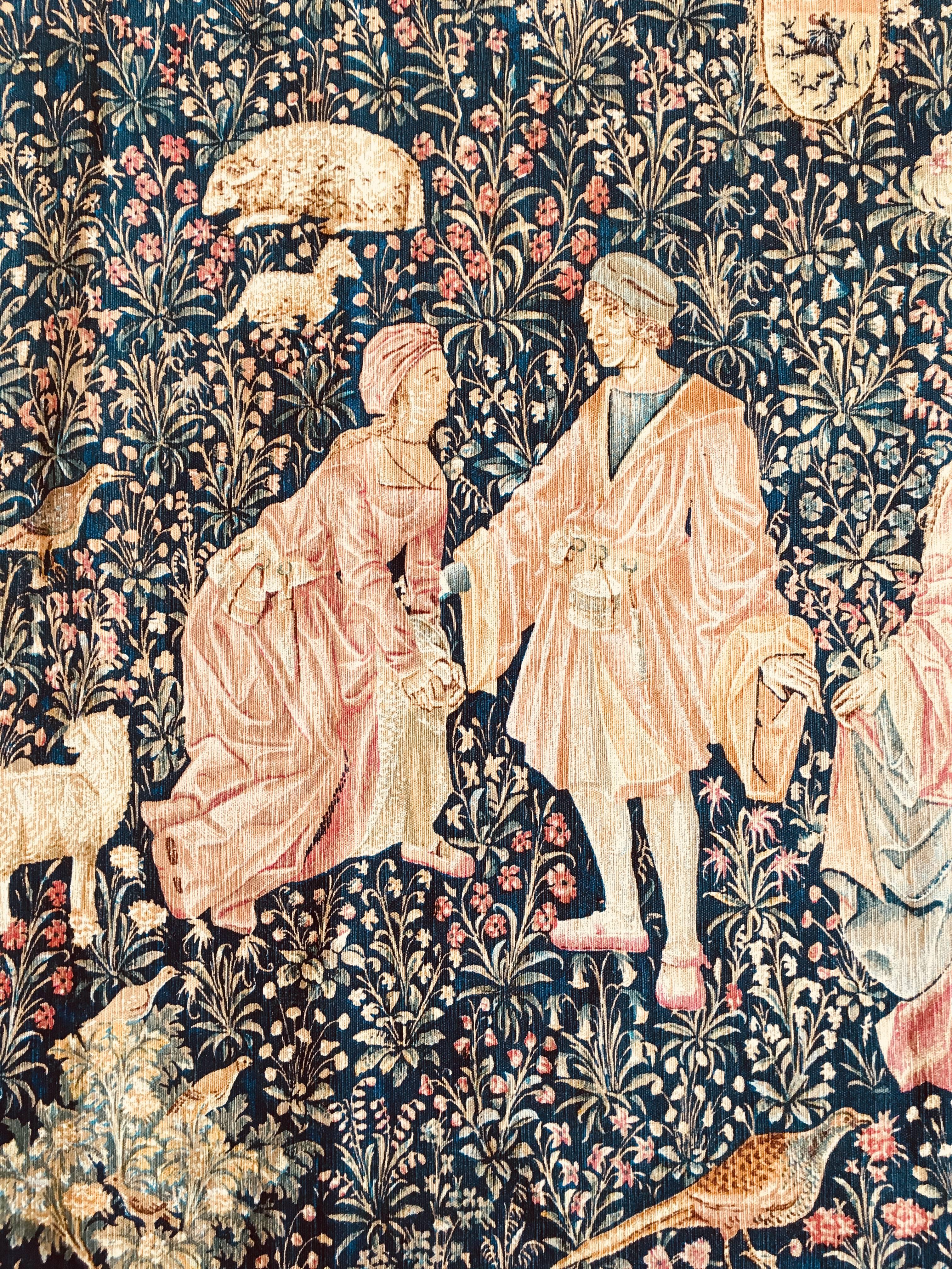 Européen 20ème siècle - Grande tapisserie artisanale Artis Flora