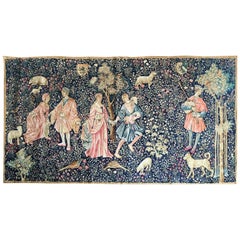 20ème siècle - Grande tapisserie artisanale Artis Flora