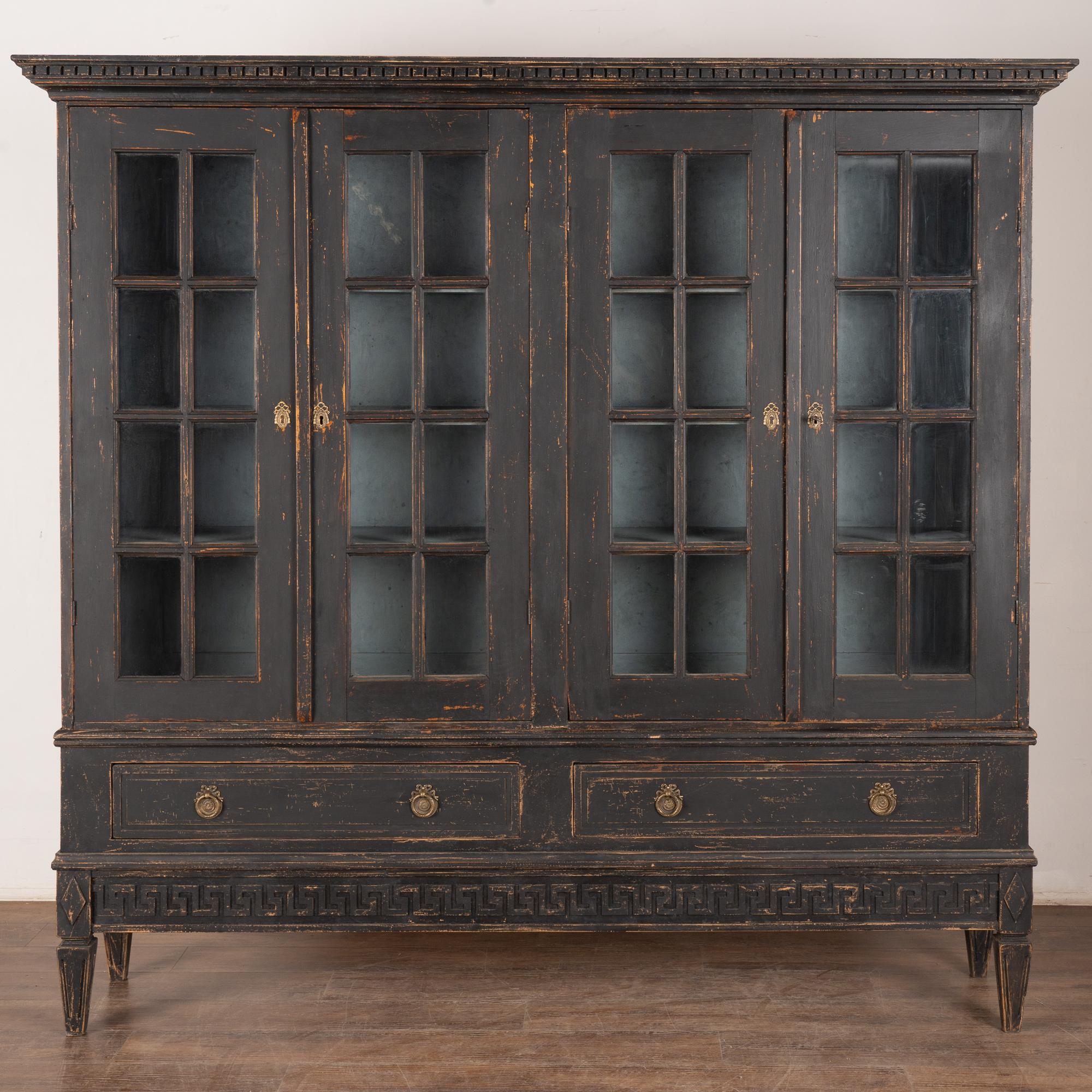 Danish 20th Century Large Black Bookcase Display Cabinet from Denmark For Sale