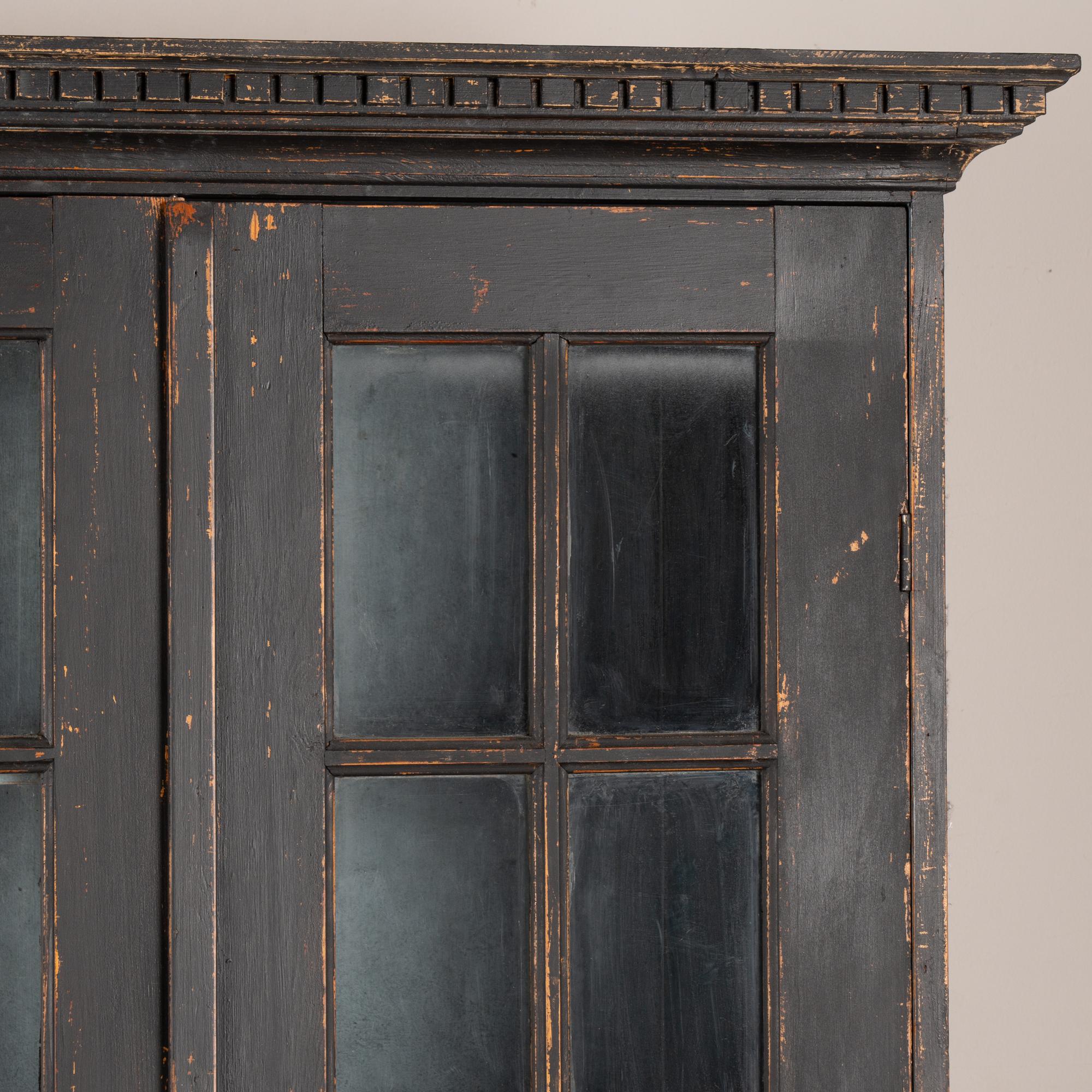 Brass 20th Century Large Black Bookcase Display Cabinet from Denmark For Sale