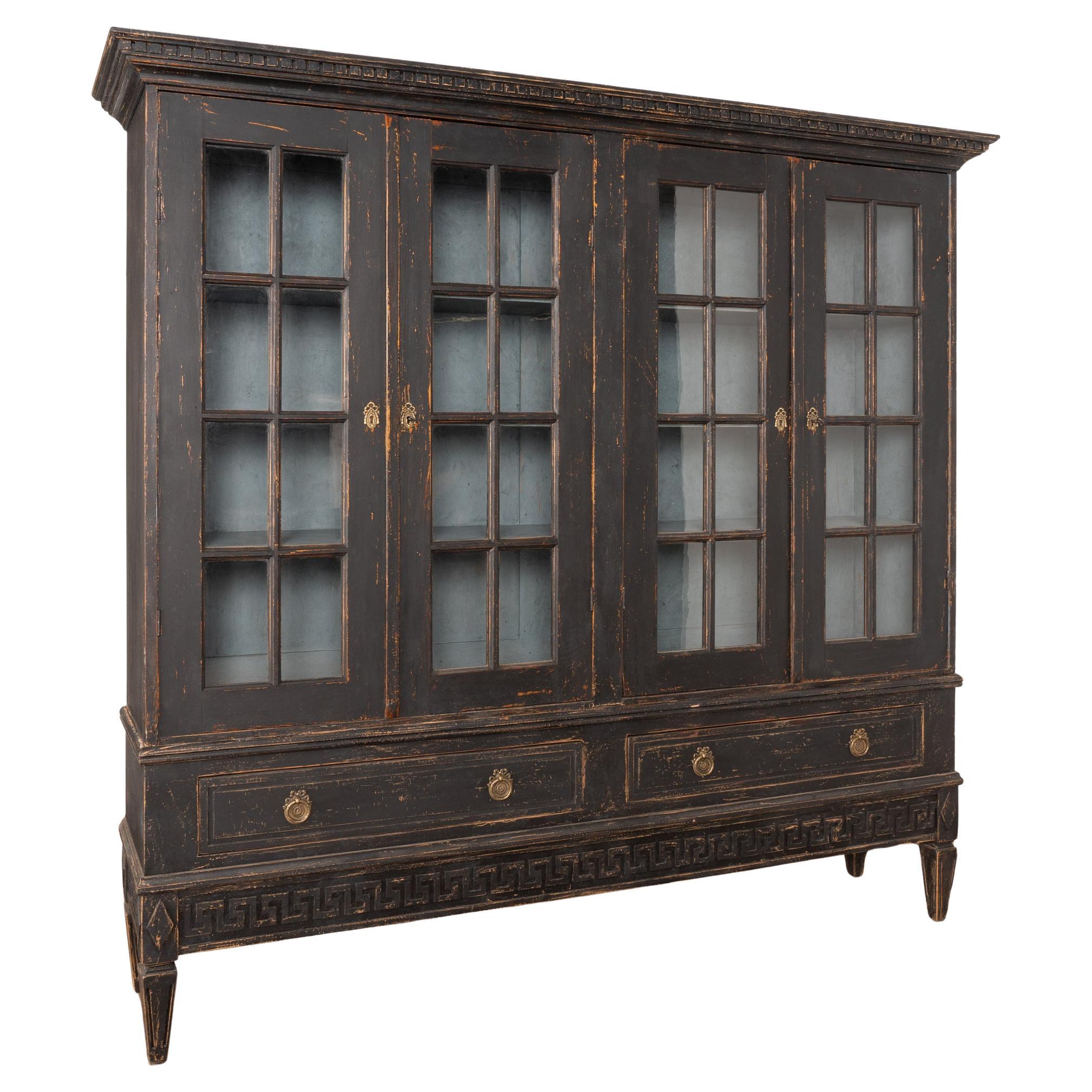Grande bibliothèque vitrine noire du Danemark du 20e siècle