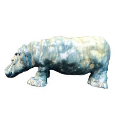 20th Century Large Blue Egyptian Fiancé Hippopotamus