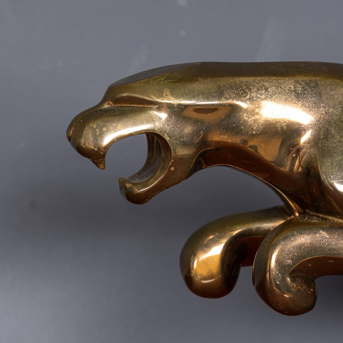 20th Century Large Bronze Jaguar Showroom Model On A Marble Plinth c.1970 1