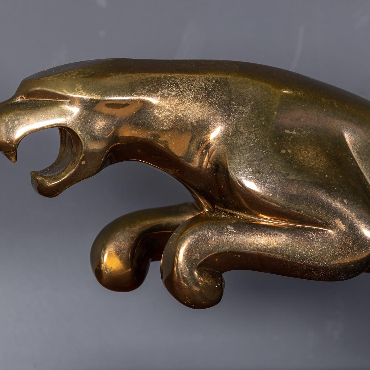 20th Century Large Bronze Jaguar Showroom Model On A Marble Plinth c.1970 2