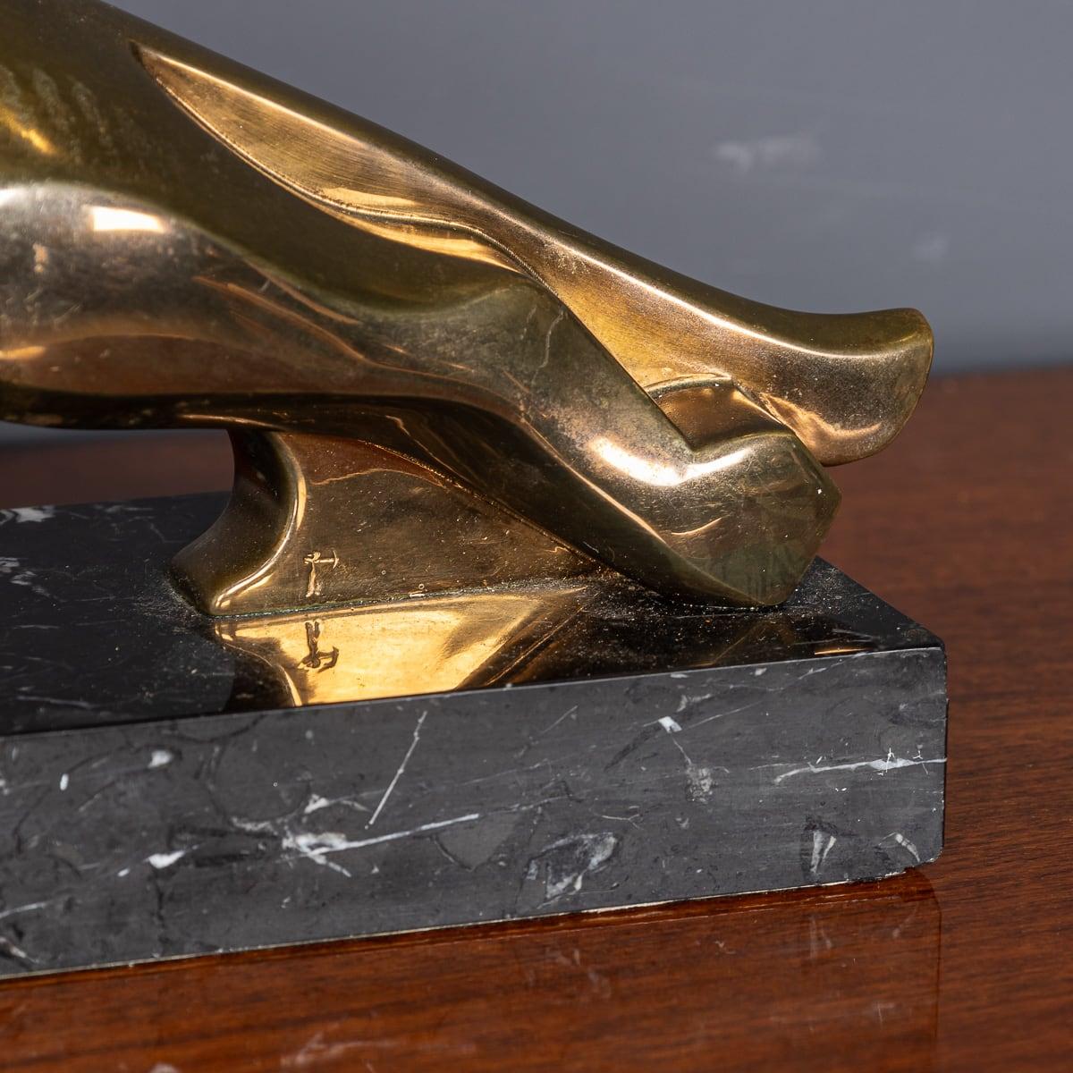 20th Century Large Bronze Jaguar Showroom Model On A Marble Plinth c.1970 4