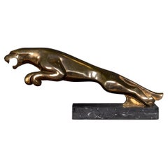 20th Century Large Bronze Jaguar Showroom Model On A Marble Plinth c.1970
