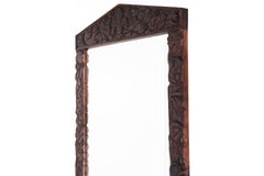 20th Century Large Brown Hand-Carved Wooden Mirror with Organic Motif