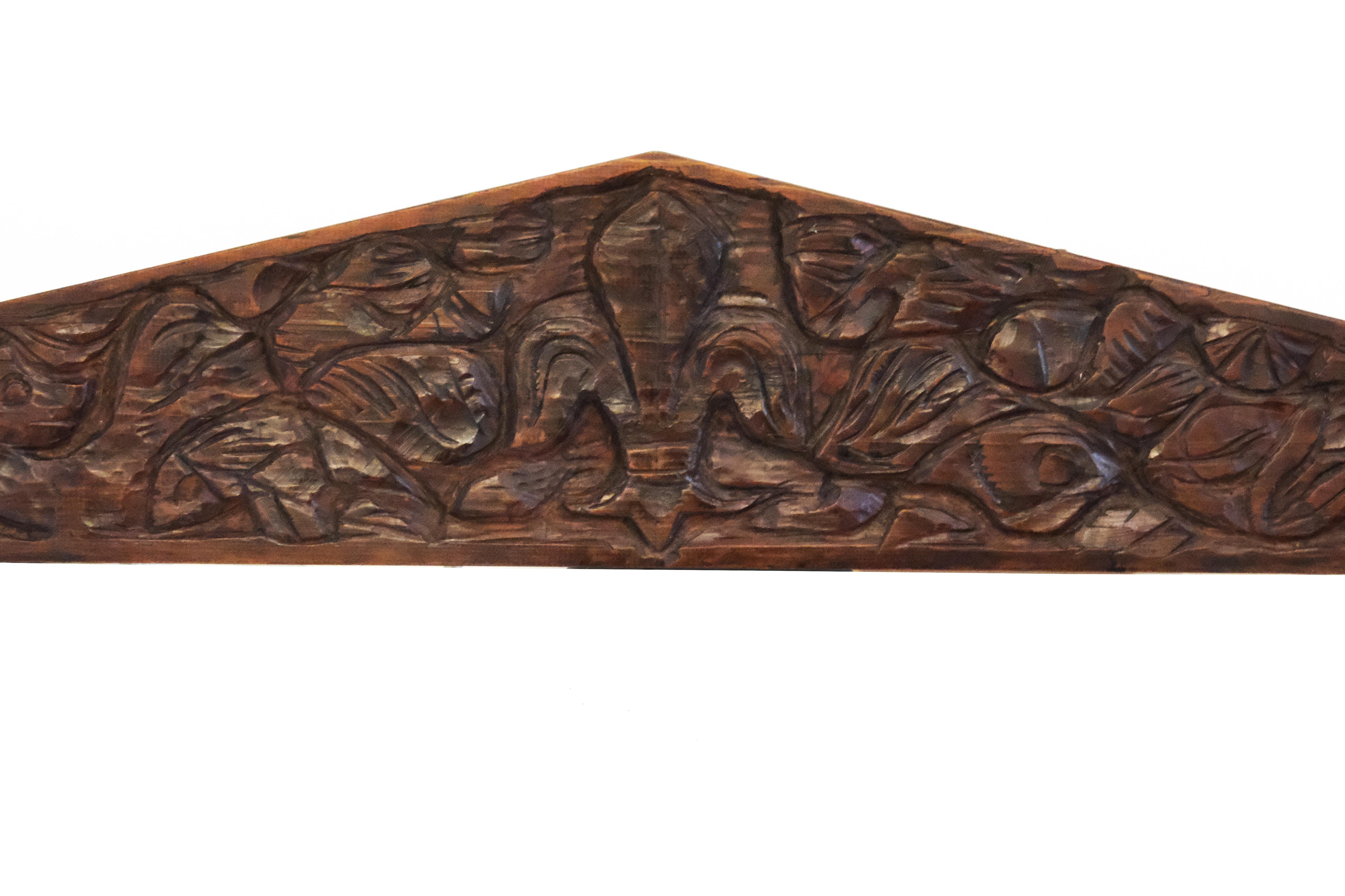 French 20th Century Large Brown Hand-Carved Wooden Mirror with Organic Motif For Sale