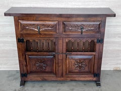 20th Century Large Catalan Spanish Baroque Carved Walnut Credenza or Buffet