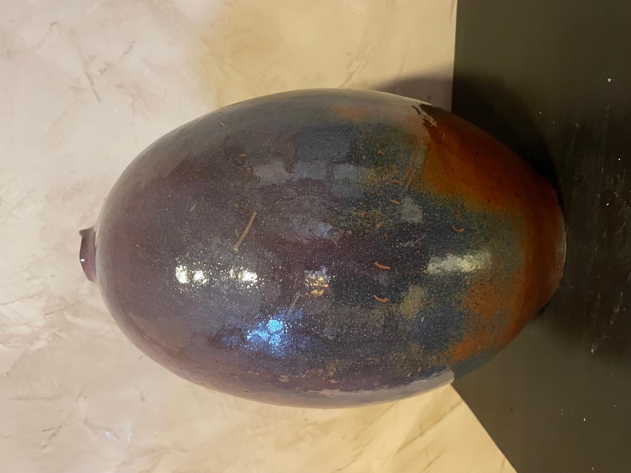 Fin du 20e siècle Grand vase en céramique violet et orange du XXe siècle en vente