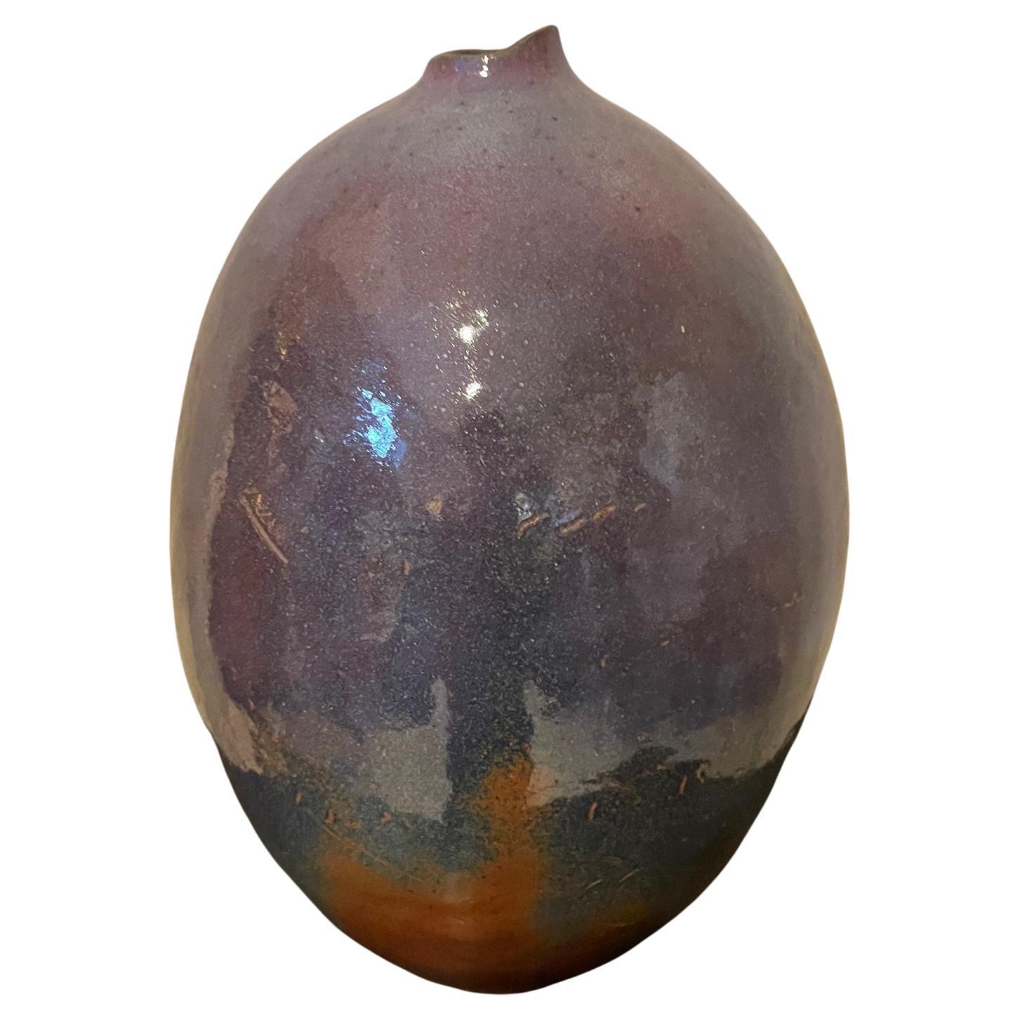 Grand vase en céramique violet et orange du XXe siècle