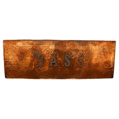 20th Century Large Copper Pub Sign "Bass" Ale