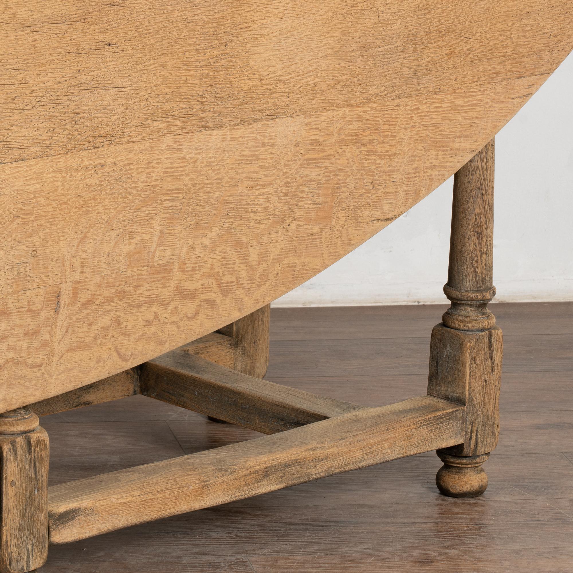 20th Century Large French Bleached Oak Gateleg Dining Table Console Table 6