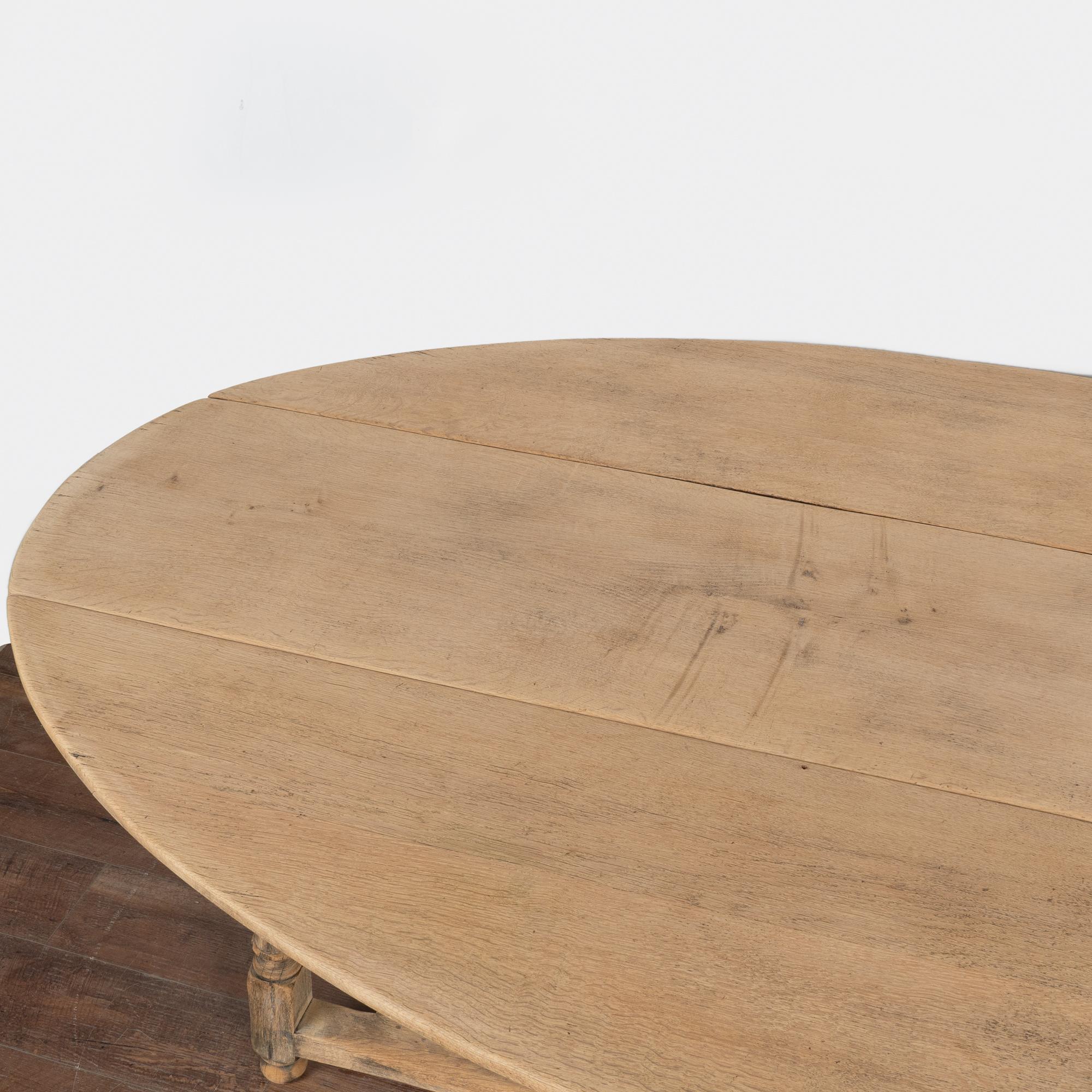 20th Century Large French Bleached Oak Gateleg Dining Table Console Table 2
