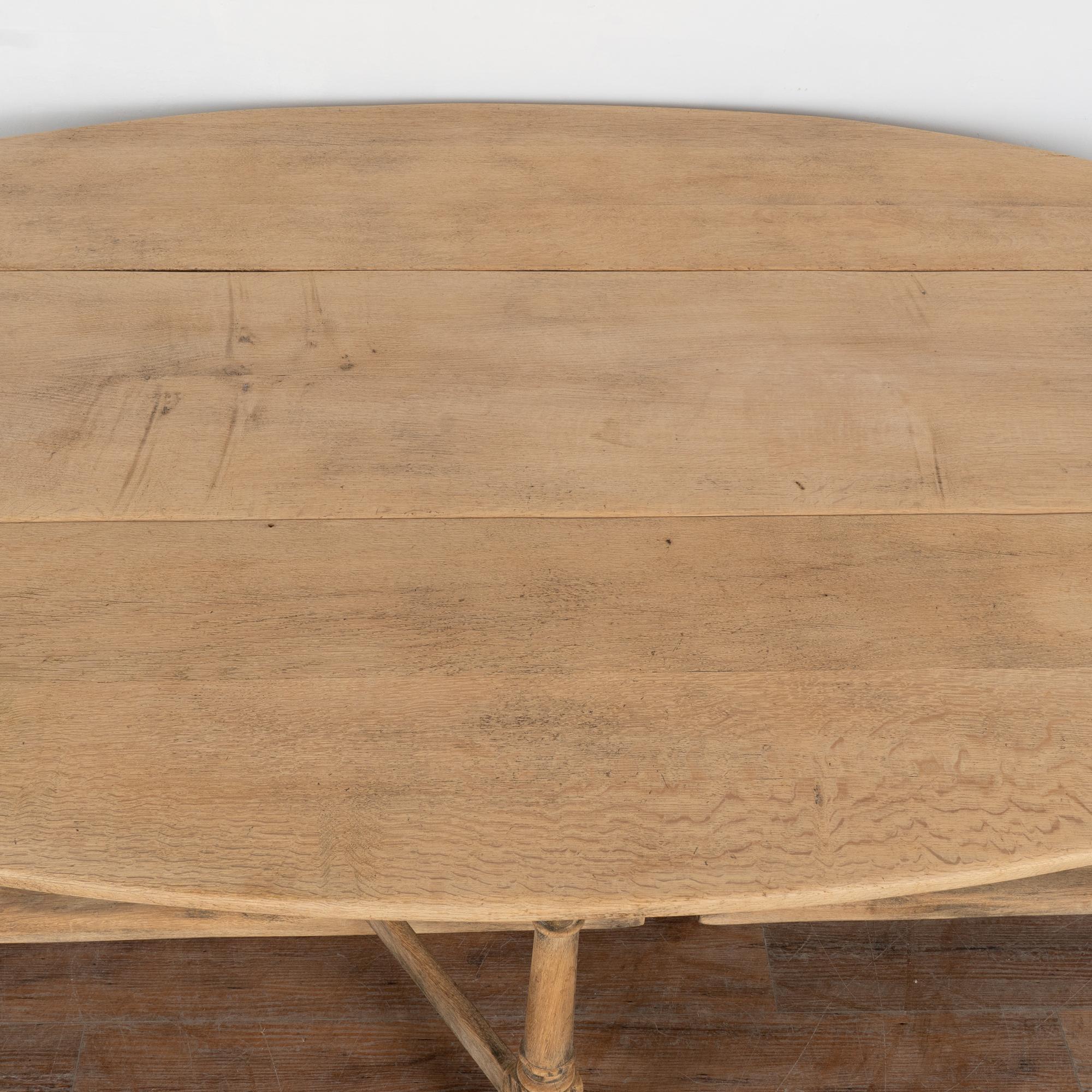 20th Century Large French Bleached Oak Gateleg Dining Table Console Table 3