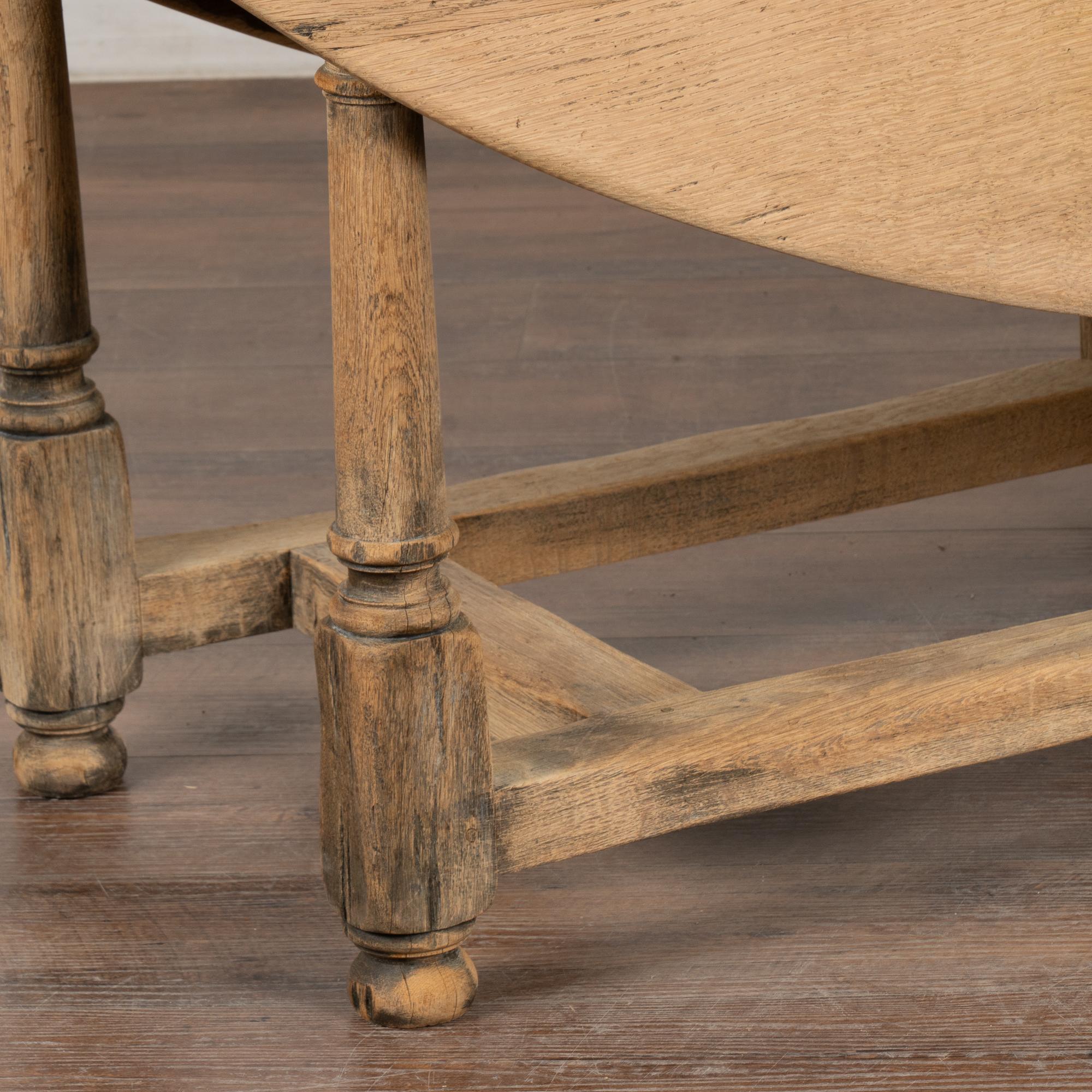 20th Century Large French Bleached Oak Gateleg Dining Table Console Table 4