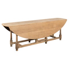 20th Century Large French Bleached Oak Gateleg Dining Table Console Table