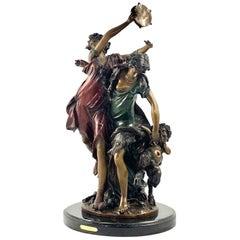 20th Century Large French Bronze Featuring Dancing Figures with Tambourine