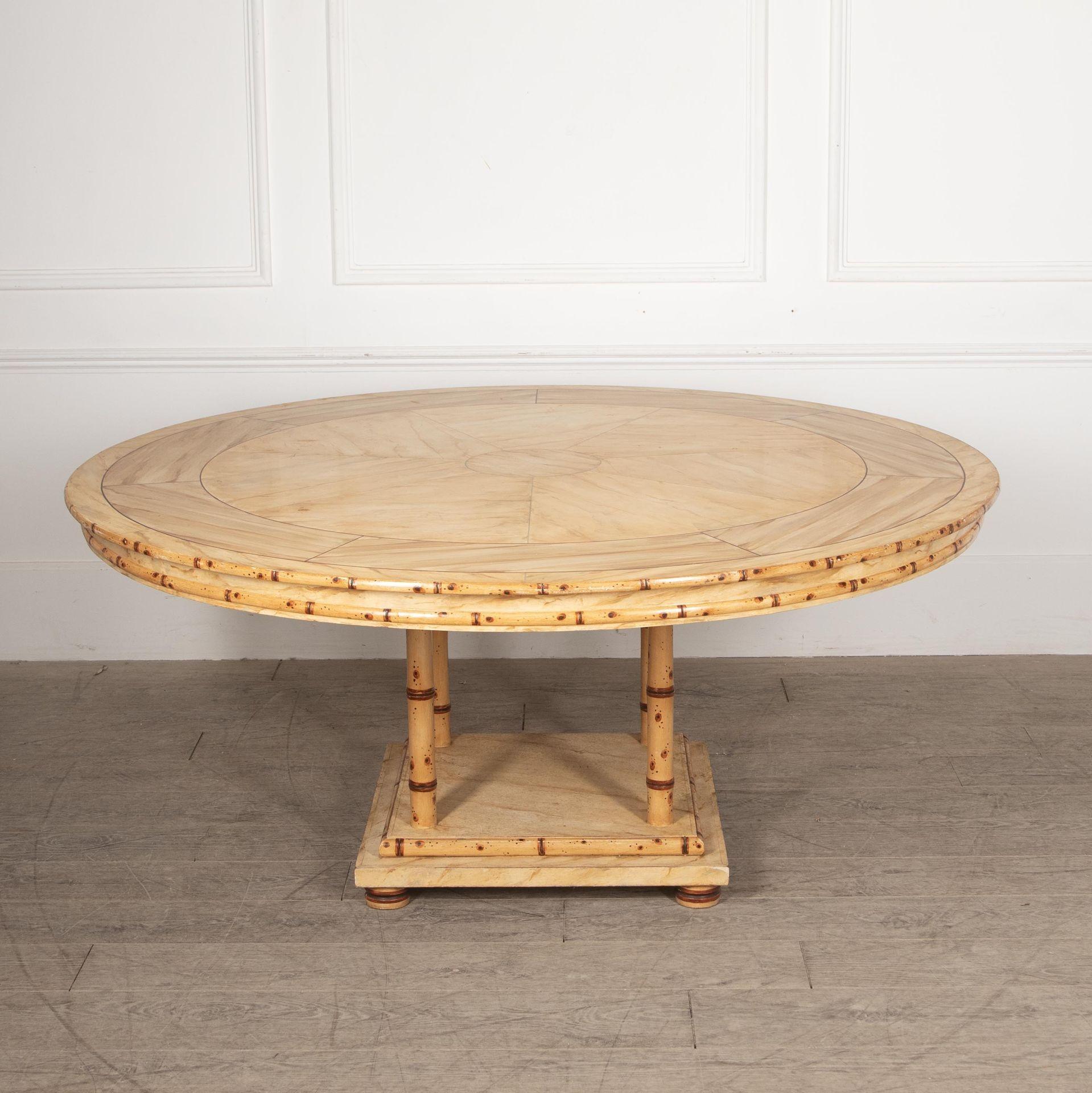 20th Century Large French Faux Bamboo Dining Table For Sale 4