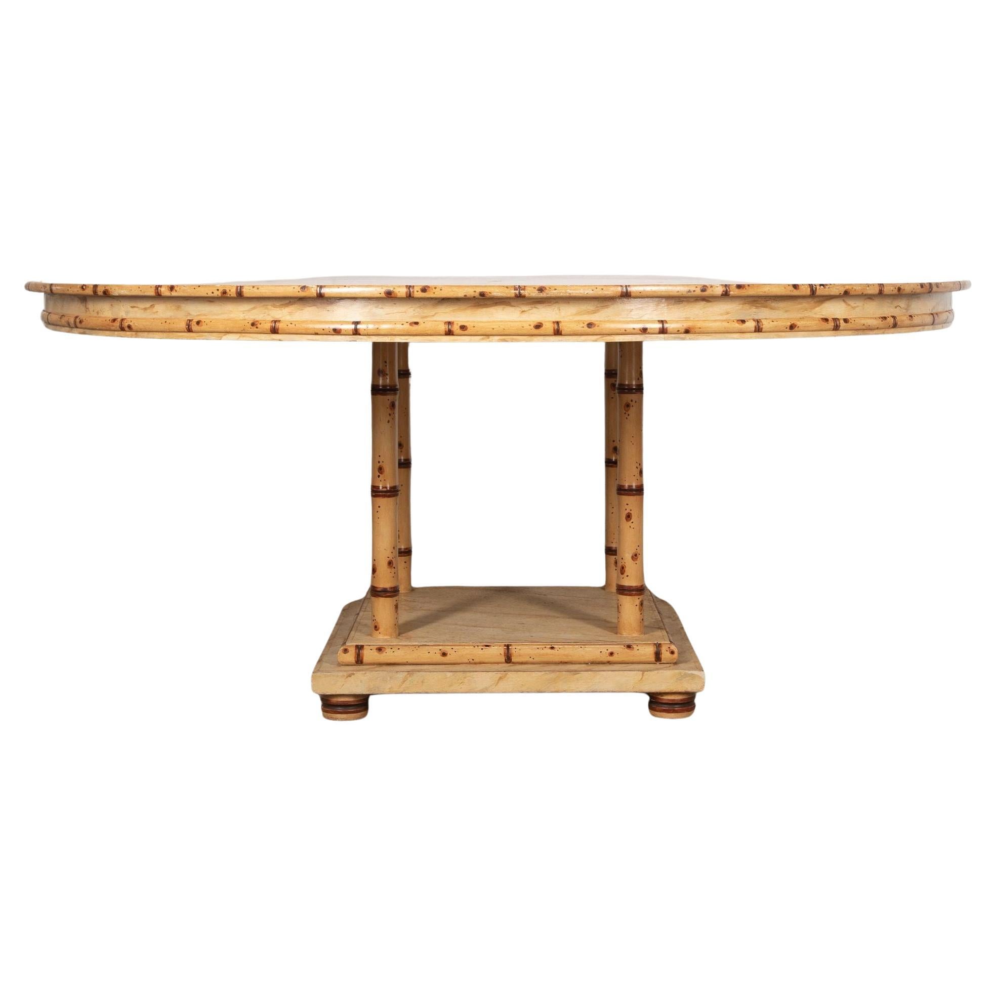 20th Century Large French Faux Bamboo Dining Table For Sale