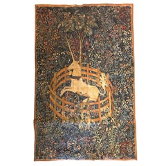 20th Century Large French Handmade Tapestry Based on "The Lady and the Unicorn"