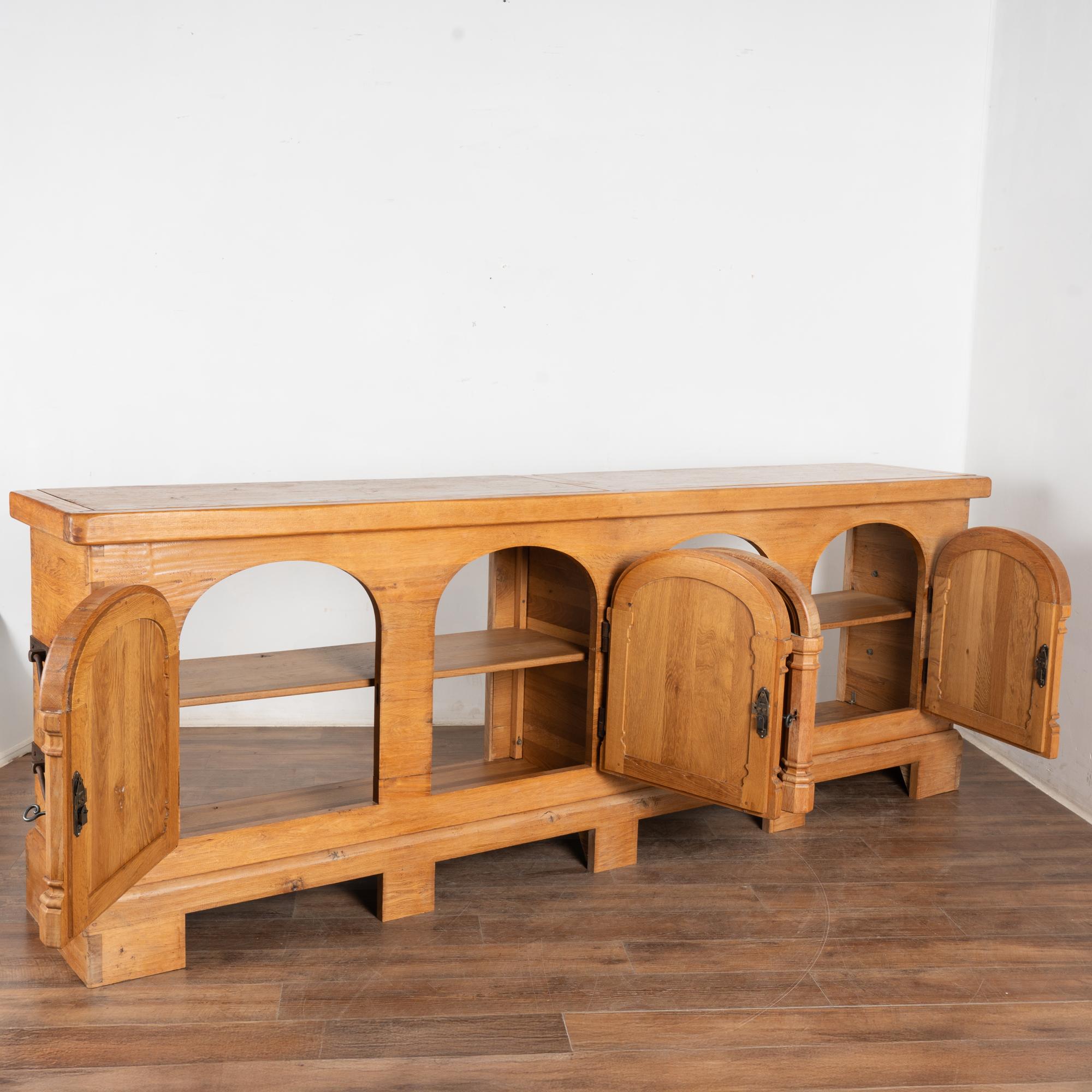 Country 20th Century Large French Oak Sideboard Serving Buffet Store Counter or Bar For Sale